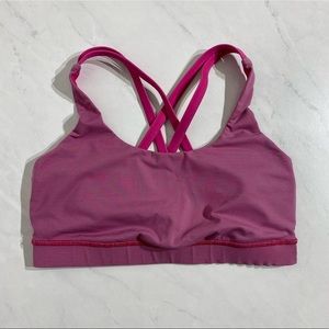 Lululemon sports bra pink/gray stripes size 6